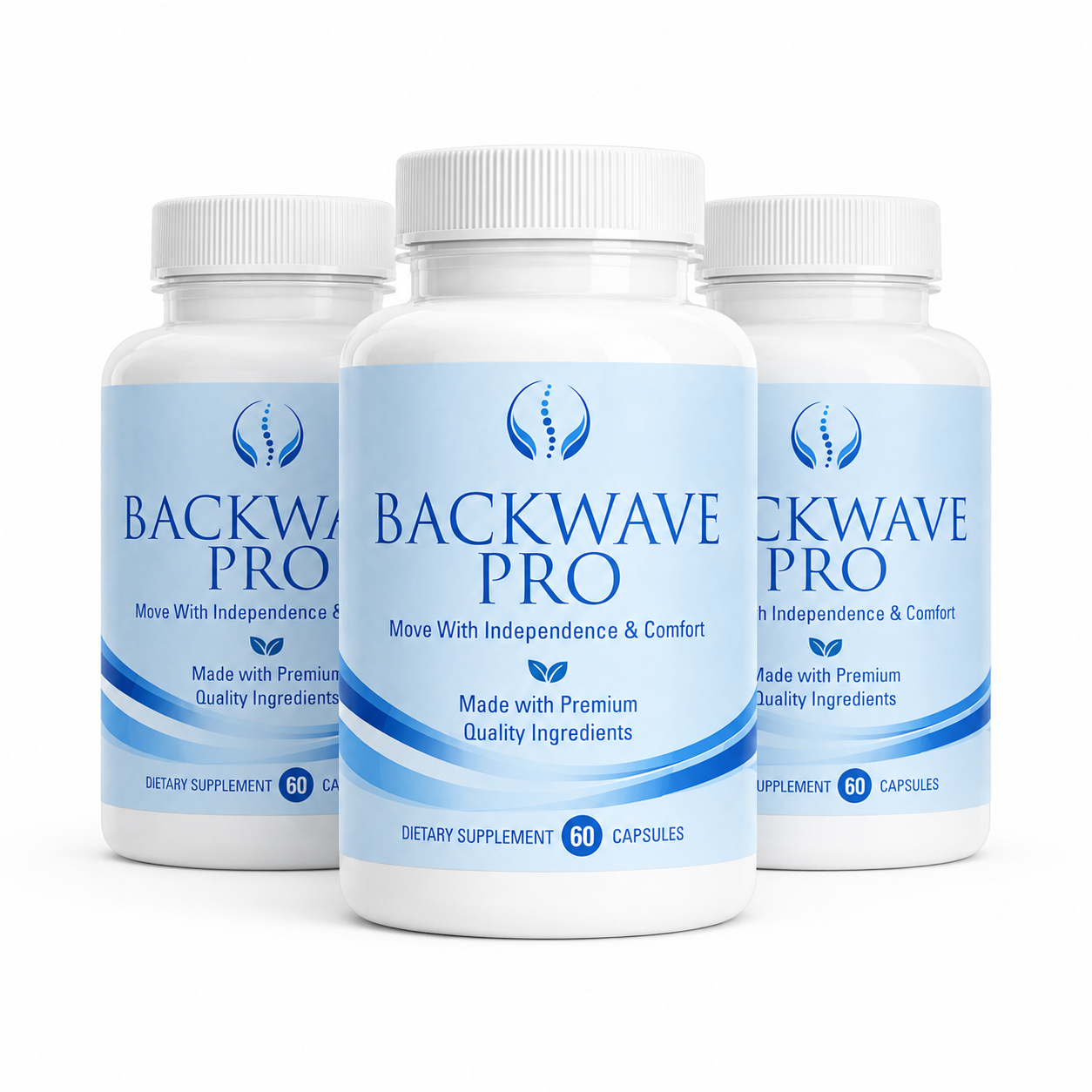 Three bottles of BackWave Pro