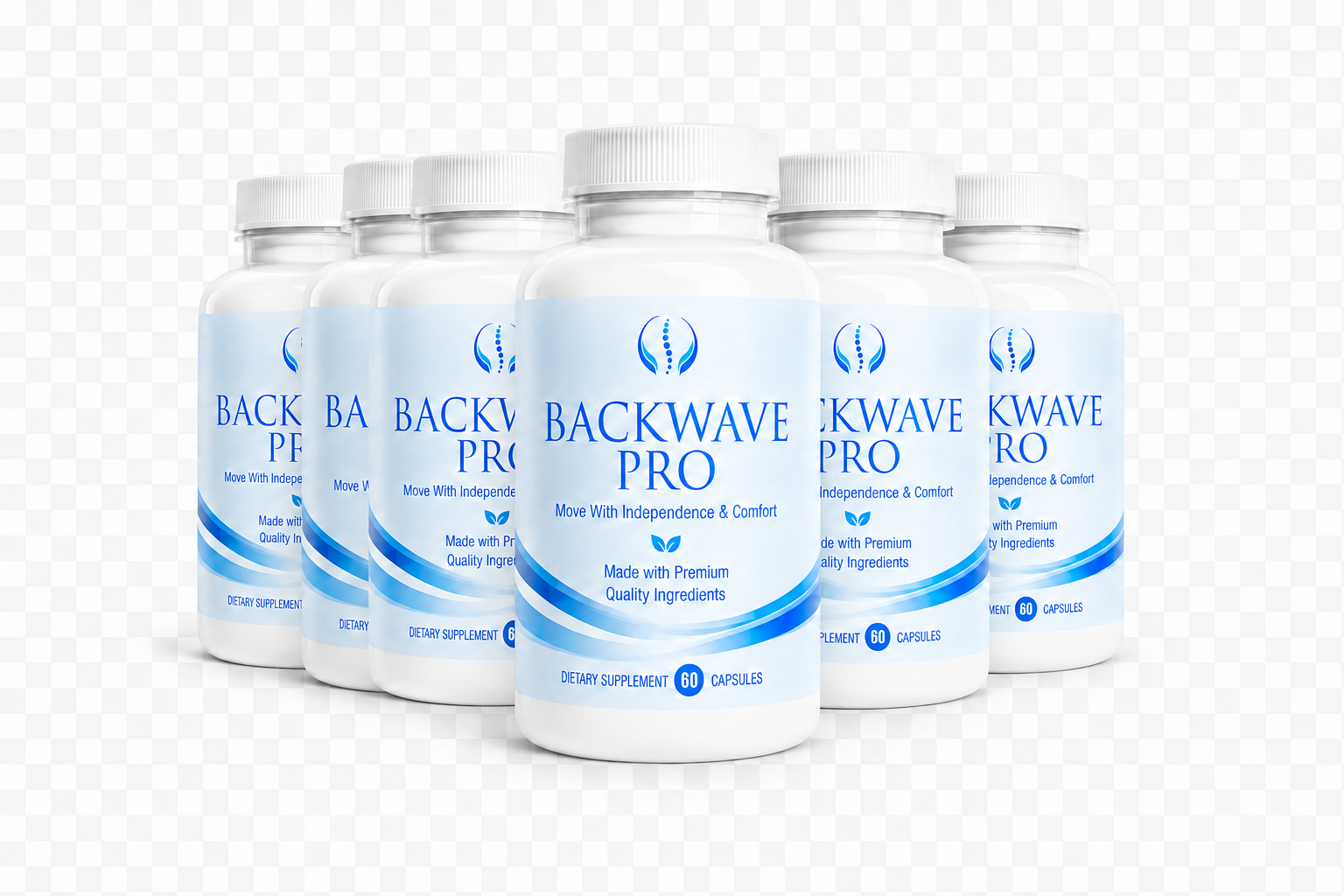 Six bottles of BackWave Pro